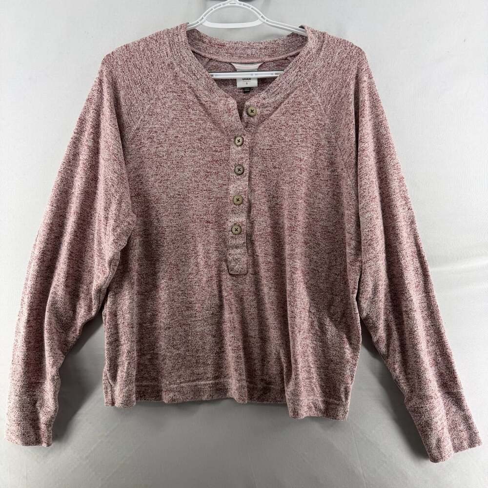 1585 Cabi Henley Pullover Size S Burgundy Pink Heathered - Picture 1 of 3
